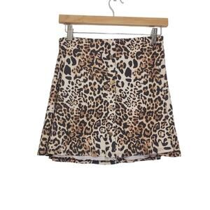 iJoah | Leopard Print Soft and Stretchy Button Front Skater Skirt